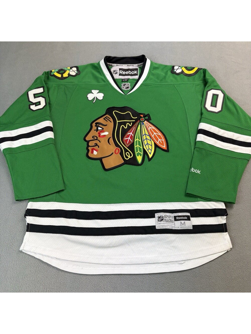 Chicago Blackhawks St Patricks Day Crawford Hockey Jersey Medium Reebok Green